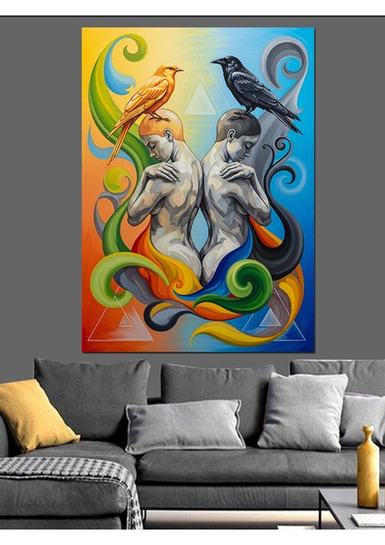 Ikizler Burcu Dekoratif Kanvas - Mdf Ahşap Tablo indirimleri