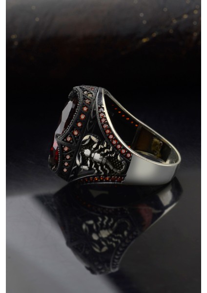 925 Ayar Gümüş Akrep Figürlü Zirkon Taş Erkek Yüzüğü