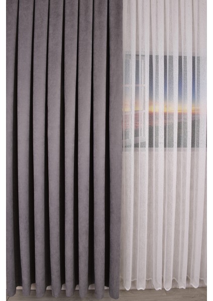 Düz Ada Fon Perde Gri