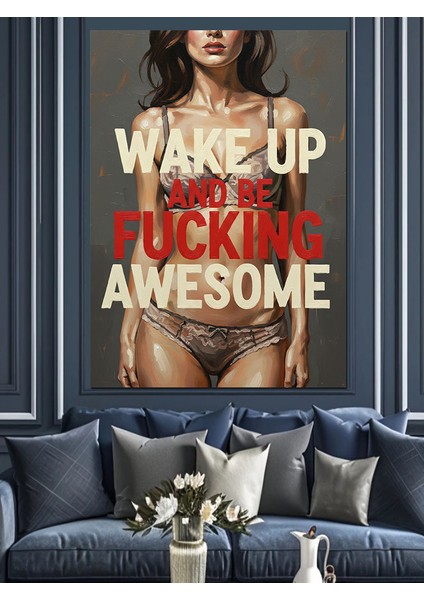 Uyanın Harika Hissedin Yazı Dekoratif Kanvas - Mdf Ahşap Tablo fiyatları