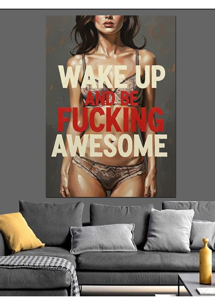 Uyanın Harika Hissedin Yazı Dekoratif Kanvas - Mdf Ahşap Tablo modelleri