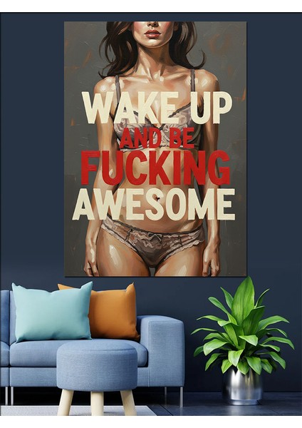 Uyanın Harika Hissedin Yazı Dekoratif Kanvas - Mdf Ahşap Tablo indirimleri