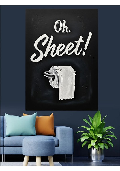 Tuvalet Kağıdı Komik Yazılı Siyah Beyaz Dekoratif Kanvas - Mdf Ahşap Tablo