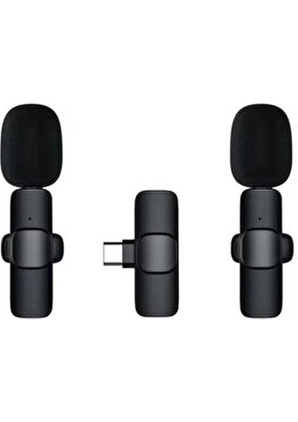 K9 Kablosuz Yaka Mikrofonu Type C 2'li Mikrofon Siyah Renkli Yüksek Ses Kalitesi fırsatları