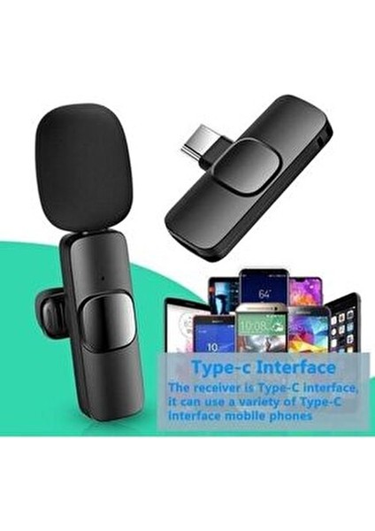 K9 Kablosuz Yaka Mikrofonu Type C 2'li Mikrofon Siyah Renkli Yüksek Ses Kalitesi indirimleri