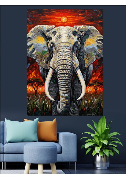 Kırmızı Fil Portresi Dekoratif Kanvas - Mdf Ahşap Tablo modelleri