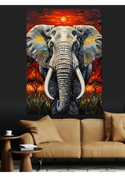 Kırmızı Fil Portresi Dekoratif Kanvas - Mdf Ahşap Tablo fırsatları