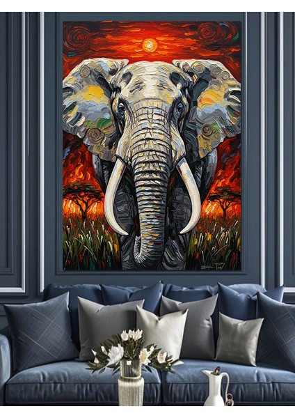Kırmızı Fil Portresi Dekoratif Kanvas - Mdf Ahşap Tablo indirimleri
