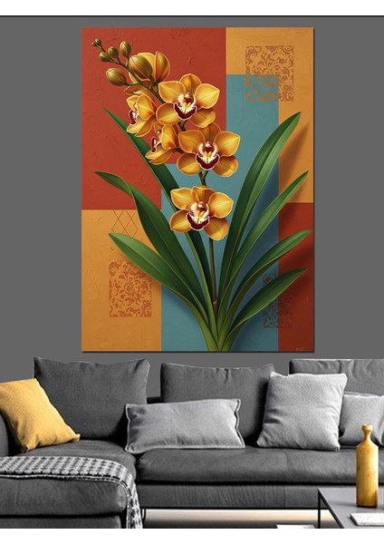 Sarı Çiçek Mavi Kuş Dekoratif Kanvas - Mdf Ahşap Tablo fiyatları