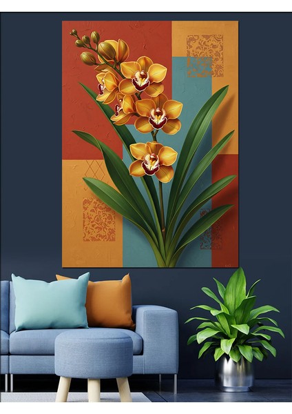 Sarı Çiçek Mavi Kuş Dekoratif Kanvas - Mdf Ahşap Tablo fırsatları