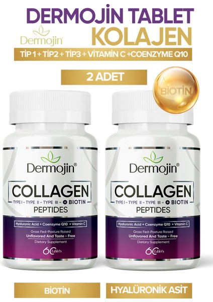 2 Adet - Hidrolize Ve Biotin İçeren %100 Saf Tablet Kolajen
