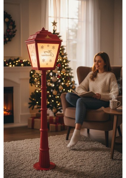 Christmas Kırmızı Sokak Lambası / Lambader