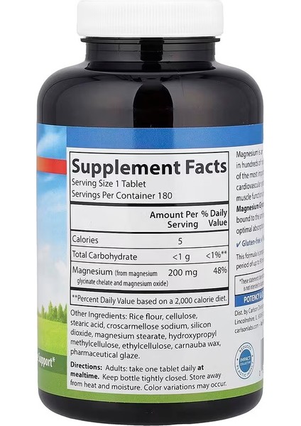 Chelated Magnesium Glycinate, 200 Mg, 180 Tablets fiyatları