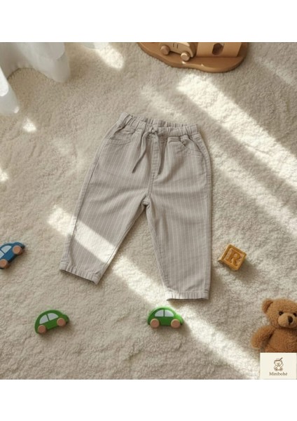 Minibohe Erkek Bebek & Çocuk Çizgili Pantolon Stone