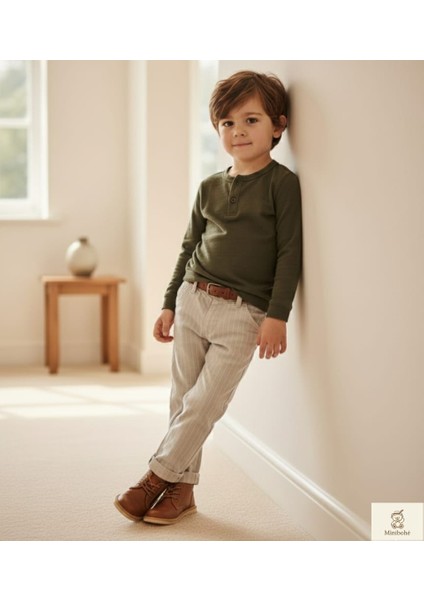 Minibohe Erkek Bebek & Çocuk Çizgili Pantolon Stone fırsatları