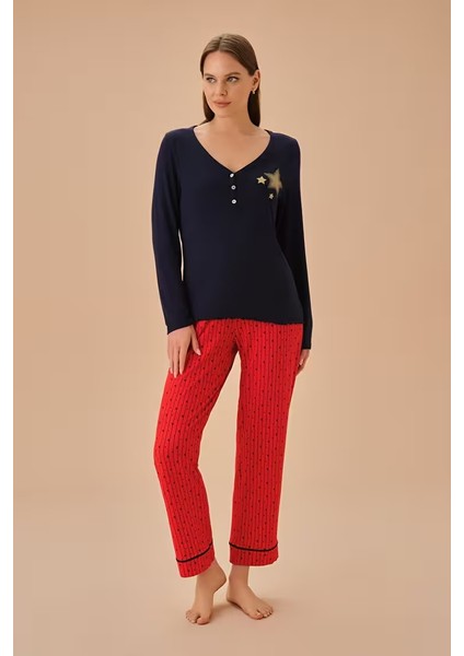 Kırmızı Desenli Clara Pijama Takımı fiyatları