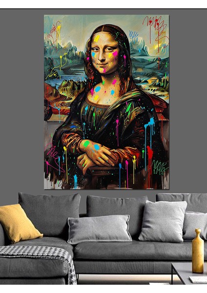 Mona Lisa Pop-Art Versiyonu Dekoratif Kanvas - Mdf Ahşap Tablo modelleri
