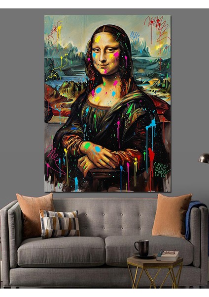 Mona Lisa Pop-Art Versiyonu Dekoratif Kanvas - Mdf Ahşap Tablo fırsatları