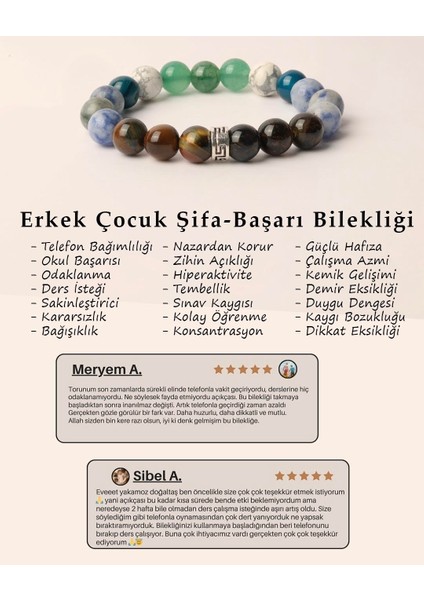 %100 Doğal Taş Erkek Ögrenci Başarı Bilekliği