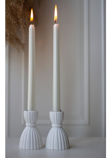 2'li Beton Şamdan ve Mum Seti, Şık ve Zarif Dekorasyon Parçası fiyatları