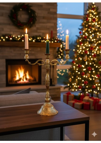 3'lü Döküm Zamak Dekoratif Mumluk Seti Büyük Boy Modern Tasarım