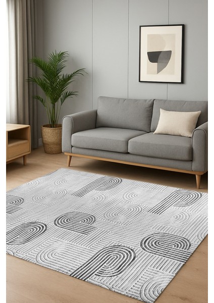 Kaymaz Tabanlı Yolluk Kesme Koridor Salon Mutfak Halısı 5048 Gri