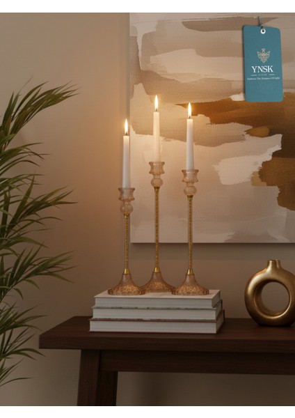 Zarif 3'lü Kristal Şamdan Seti, Dekoratif Mumluk Takımı, Versailles Tarz fiyatları