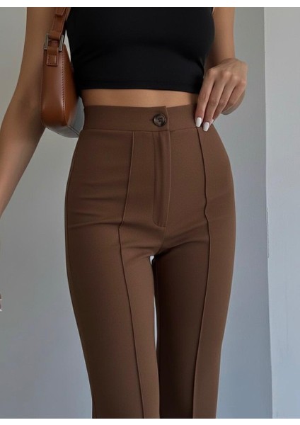 Kadın Çımalı Full Likralı Palazzo Pantolon Çekme Solma Yapmaz