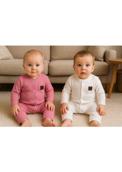 2'li %100 Pamuk Fitilli 3-6-9 Ay Tulum&hastane Çıkışı Yenidoğan Tulum Extra Konfor