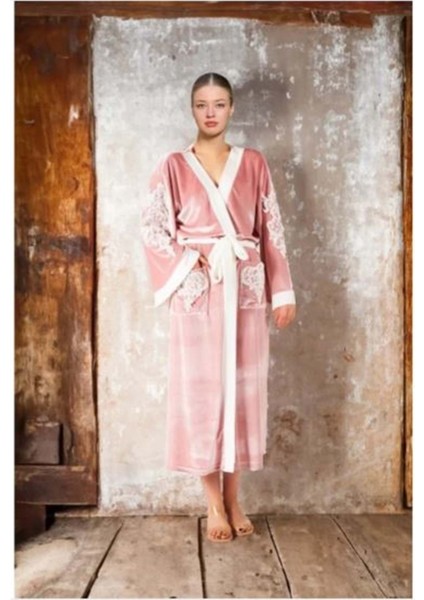 Sabahlık - Aqua - Pembe - Kadife 1 - 26309-PEMBE-1