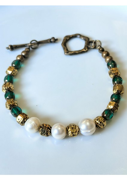 Bileklik – Gerçek Inci, Çek Kristali & Hematit Doğal Taşlı