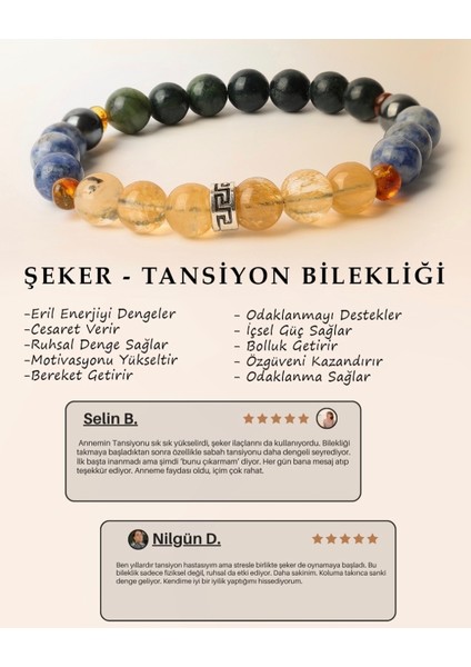 %100 Doğal Taş Şeker ve Tansiyon Bilekliği