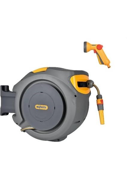 2403-3535H Duvara Monte 30 M Hortumlu Otomatik Geri Sarmalı Hortum Toplama Makara Seti + 2672H Duş Başlıklı Hortum Tabancası Hediyeli