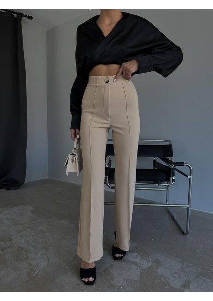 Kadın Çımalı Full Likralı Palazzo Pantolon Çekme Solma Yapmaz fırsatları