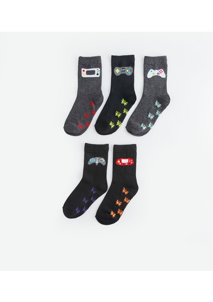 Yeni Sezon Desenli Erkek Çocuk Soket Çorap 5'li