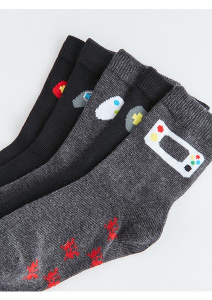Yeni Sezon Desenli Erkek Çocuk Soket Çorap 5'li modelleri