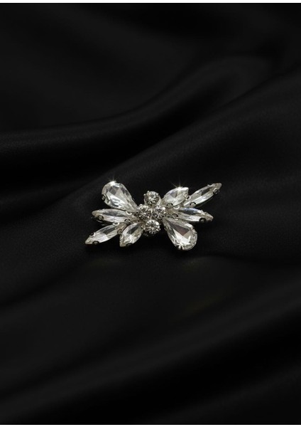 Zarif Kristal Taşlı İncili Vintage Broş