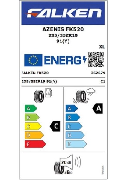 235/35 R19 91Y Azenis FK520 Oto Yaz Lastiği (Üretim YILI:2025) fiyatları