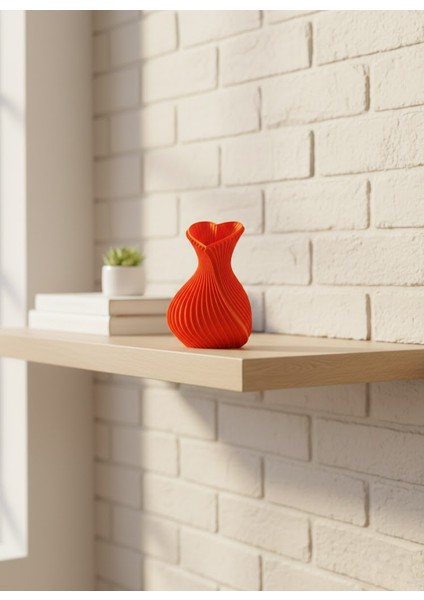 Kalpli Turuncu Dekoratif Vazo 11 cm Modern Şık Masaüstü Aksesuar