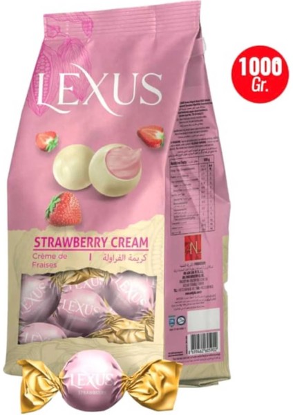 Çilek Kremalı Beyaz Çikolata Şekerleme – 1000 gr (Strawberry Cream)