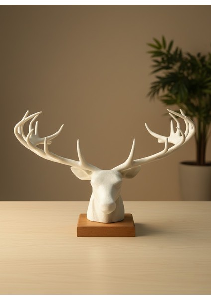 Dekoratif Geyik Başı Heykel 25 cm Modern Minimal Tasarım