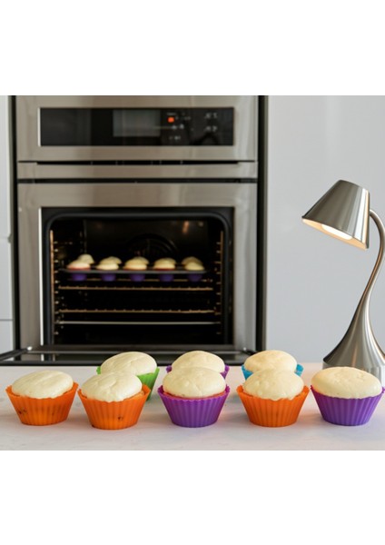 12'li Silikon Muffin Kalıbı Seti Yapışmaz & Esnek Fırına Dayanıklı Cupcake ve Kek Kalıpları, 6 Renk fiyatları