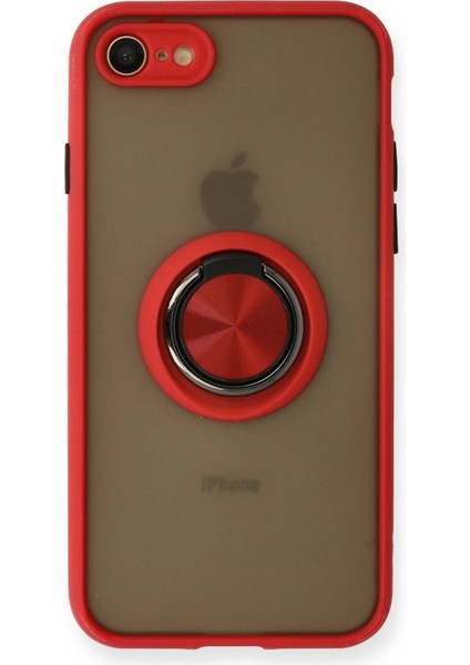 iPhone 7 Kılıf Montreal Yüzüklü Silikon Kapak - KIRMIZI-(5796) - EC001Z-5762J1