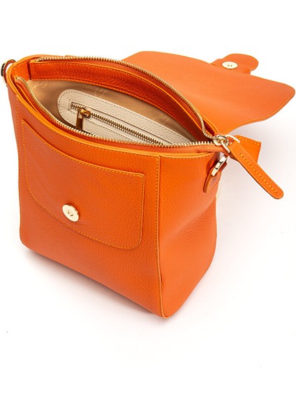 Turuncu Tokalı Deri Şık Kadın Çantası fırsatları