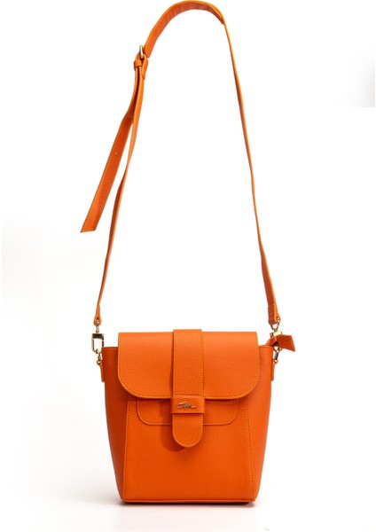 Turuncu Tokalı Deri Şık Kadın Çantası indirimleri