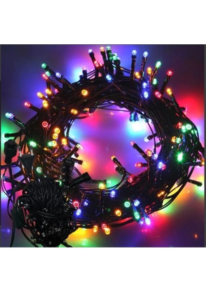 Buğz 10M 100 LED Boncuk Lamba Rgb Işık Siyah Kablo