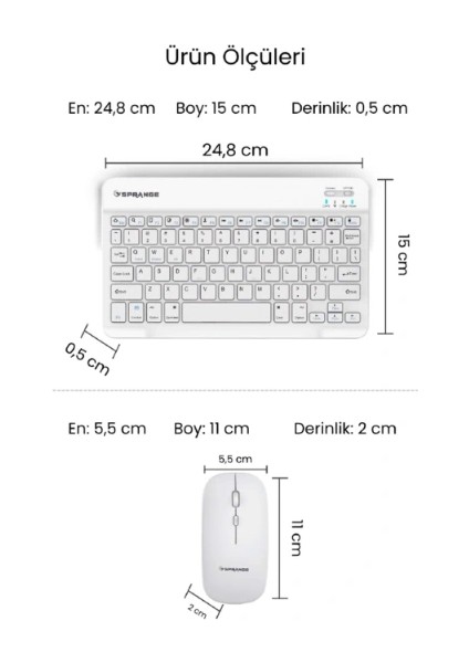 Buğz Beyaz Kablosuz Klavye ve Mouse Seti modelleri