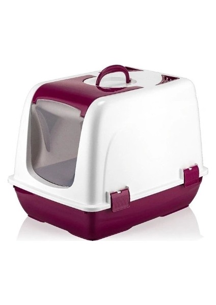 Buğz Mikopet Kapalı Küçük Kedi Tuvaleti Bordo