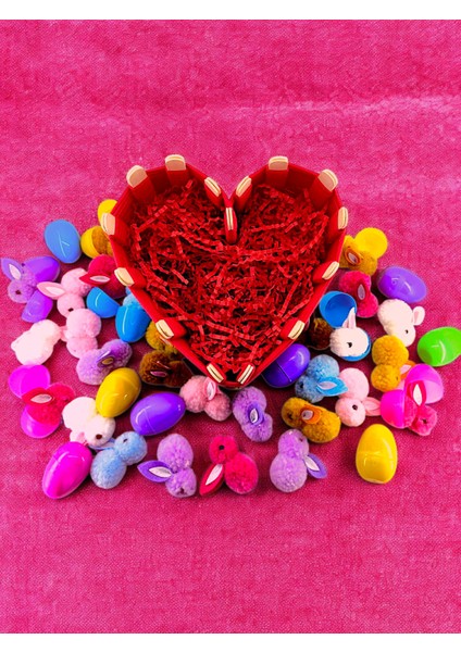 Kalp Kutu 10 Adet Yumurtalı Peluş Tavşanlı Hediye Kutusu Sepeti El Emeği indirimleri