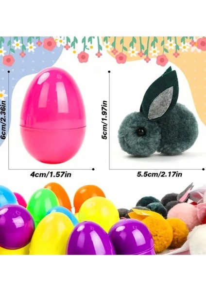 Kalp Kutu 10 Adet Yumurtalı Peluş Tavşanlı Hediye Kutusu Sepeti El Emeği